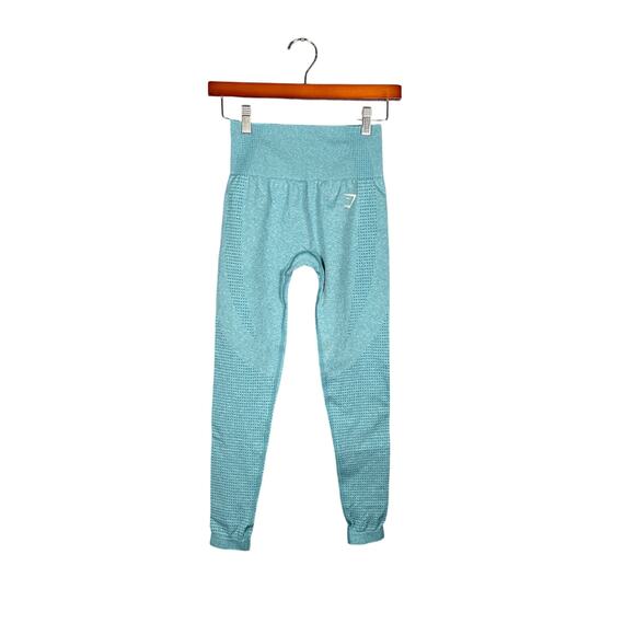 Gymshark Vital Seamless 2.0 Leggings Womens XS Marle Blue Logo Shaping Athletic - Picture 1 of 4
